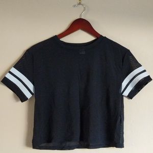 H&M Crop Tee Sheer Black Mesh Shirt